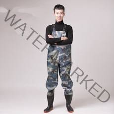 고급형 낚시 갯벌 방수 가슴장화, 04 기모 네이비 위장 흉상 47