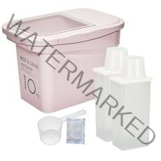 씨밀렉스 라이스키퍼 쌀통 10kg + 1300ml 잡곡통 2p, 핑크