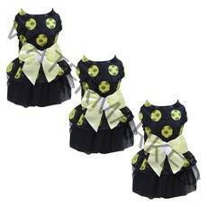 에이프릴16 반려동물 도트도트 리본 드레스 3p, 옐로우