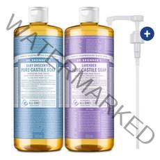 닥터브로너스 퓨어 캐스틸 솝 950mlx2개+펌프1개, 라벤더 950ml_35.체리블라썸 950ml
