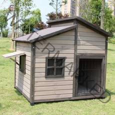 스토비투 대형 야외 원목 개집 대형견 하우스 애견 큰개 하우스 실외 견집, 나무