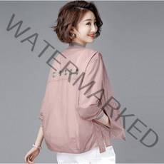 쩐쿠 가을 여성 자외선차단 라운드넥 긴소매 바람막이 점퍼 자켓 Z107