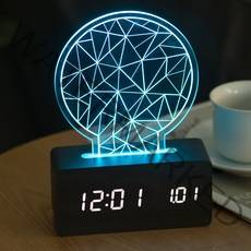 플라이토 우드 로맨틱 무드등 인테리어 LED 탁상시계 전구, 블랙
