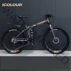 zhanwei 입문용 접이식 자전거 26인치 26인치 21단 MTB, 블랙 오렌지_21단_26인치