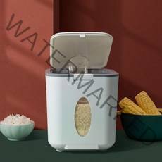 칠시 원터치 쌀보관통 10kg 계량컵 세트, 아이보리