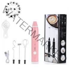 USB 충전식 블렌더 우유 Frother 3 속도 전기 스테인레스 스틸 핸드 헬드 미니 음료 믹서 계란, Pink set_CHINA