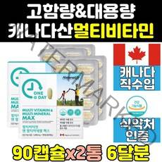고함량 대용량 고용량 멀티 종합 비타민 영양제 2통 60대 70대 50대 캐나다 맥스 캐나다산 미네랄 30대 직구 이뮨 트루 40대 아연 피로 남성 여성 남자 중년 프리미엄 노인