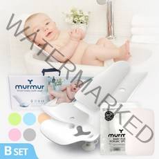 머머 아기비데 플러스 출산선물B세트/유아 목욕의자 곤약스펀지, 패드색상:Blue