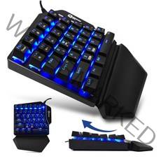 키감좋은 한손키보드 기계식 저소음 FPS 롤 베그 15x21x4cm, 블루LED, 청축