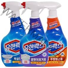 유한락스 욕실청소+주방청소+곰팡이제거제 600ml 스프레이, 3개