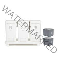 홈앤하우스 원터치 3칸 분리수거함 + 전용 비닐봉투 20L 100p, 화이트(분리수거함), 1세트