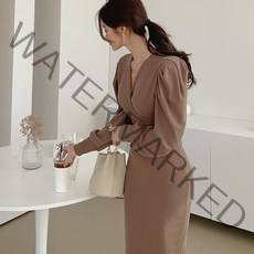떳다그녀 마리느 브이넥 롱 원피스