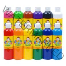 키즈맘아트 키즈 핑거페인트 250ml 12색 세트 유아물감 물감놀이 홈스쿨링 미술놀이 엄마표미술놀이