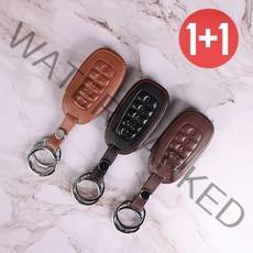 바이어블 1+1 현대 팰리세이드 5버튼 천연 소가죽 스마트 키 케이스 싼타페 아반떼 그랜저 코나 뉴벨로스터, 블랙+블랙