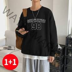 주디앤 남성 겨울 기모 넘버98 오버핏 맨투맨 1+1 리빙공감
