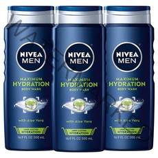 NIVEA MEN 맥시멈 하이드레이션 바디 워시 16.9 Fl oz 3개 건성 피부용 알로에 베라 함유, 16.9 Fl Oz (Pack of 3)_Maximum
