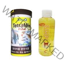 테트라 민 열대어 사료 250ml + 심플 열대어 비타민 150ml 세트, 1세트