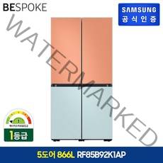 1등급 5도어 삼성 BESPOKE 냉장고 코타(RF85B92K1AP), 상_모닝블루 하_화이트