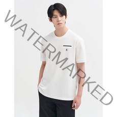 [BCycle] Unisex 화이트 티핑 피케 라운드넥 티셔츠 (BC2342C341)