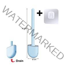 스쿼트머신 홈트머신 홀더가있는 실리콘 화장실 브러시 죽은 모서리 청소 브러시 ​​벽걸이 형 욕실 쪼그리고 화장실 실리콘 화장실 브러시, a-블루 드레인 유형