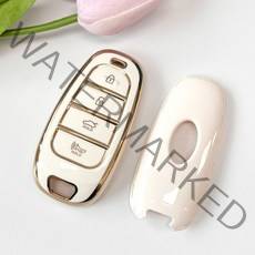쥬롬 현대 키케이스 골드라인 TPU 키홀더 그랜저 펠리세이드 싼타페 투싼 스타리아 아반떼 코나 쏘나타 벨로스터 i30 i40 호환 키홀더 키링, 화이트, B타입 4버튼