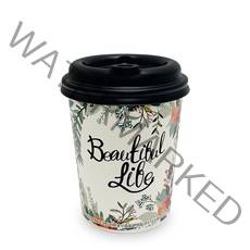 투고팩 플라워 종이컵 330ml + 블랙 타공 뚜껑 세트, 100개입, 1세트