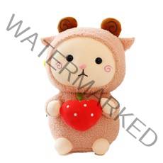 네이처타임즈 과일을 품에 안은 귀여운 양 인형, 핑크, 23cm