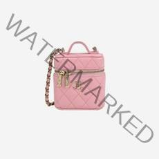 샤넬 [명품]샤넬 스몰 체인 코스메틱 그레인드 카프스킨 골드 메탈 핑크 Chanel Sm..