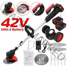 1880W 42V 무선 전기 잔디 트리머 잔디 깎는 기계 잡초 브러시 길이 조절 가능 커터 마키타 리튬 이온 배터리 용 정원 도구, 스페인 |Black 2 batteries