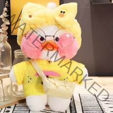 PKTOYS 캐릭터 큐티잼 럭키백변빵빵덕오리 인형옷피규어 졸업선물, 오리 헤어 벨트 우산 스웨터 화이트 가방, 30cm