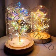 [라알레그리아] [무료레이저각인] [당일발송가능] led 유리돔 미녀와야수 홀로그램 장미 어버이날 로즈데이 100일 여자친구 선물 화이트데이 발렌타인데이