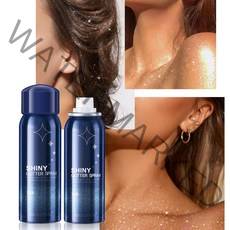 신제품 헤어 바디 글리터 스프레이 60ml 반짝이는 글로우 페이스 하이라이터 오래 지속되는 홀로그래픽 파우더 파티 스프레이용