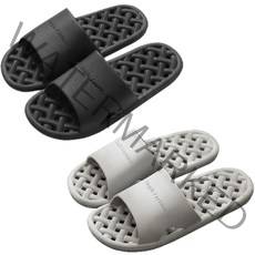 리빙톡 미끄럼방지 욕실 슬리퍼 2종 블랙 + 그레이 세트, 블랙+그레이 (프리사이즈)