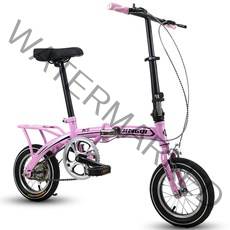 접이식 미니벨로 출퇴근용 가벼운 휴대용 폴딩 경량, 16인치, 12인치 핑크