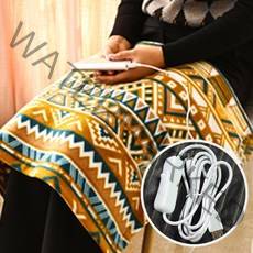 맘스품 탄소섬유 발열 USB 무릎 담요 방석 완전 국산 / 듀얼 히팅 패드 에스닉 아즈텍 패턴 원적외선 음이온 내구성 유연성 물세탁, 골드+그레이, 골드+그레이