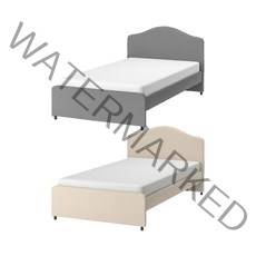 [이케아] HAUGA 하우가 쿠션형 침대프레임/120x200/슈퍼싱글침대, 상세 설명 참조