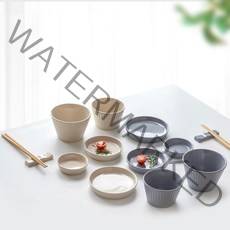 도자기 2인 그릇세트 홈식기세트 14p, 베이지,쿨그레이