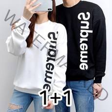 슈프림 사이드세로 1+1 긴팔 오버핏 남녀공용 빅사이즈 커플 맨투맨