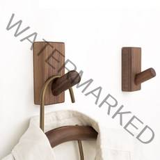 선호네 원목나무 후크 옷걸이 벽걸이행거, 1개, 검은호두나무