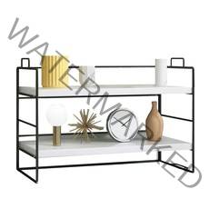 엠지 우드 책상 정리 미니 선반 2단, 블랙 + 화이트