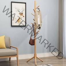 원목 스탠드 행거 옷걸이 우드 스탠딩 옷걸이 이동식 옷걸이 길이조절 가능, 1P