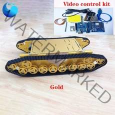 RC 금속 탱크 섀시 4wd 로봇 크롤러 무한궤도 트랙 체인 자동차 모바일 플랫폼 트랙터 장난감, [07] Gold video kit
