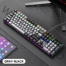 ANKRIC 키보드 기계식 청축 동적 RGB, 멜란지블랙