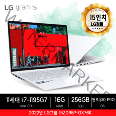 LG전자 2022 그램15 15ZD95P-GX76K WIN10 PRO 설치세팅, 16GB, 256GB, 코어i7, 화이트