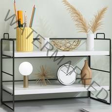 디모어 다용도 책상정리 미니 우드선반 2단 5색상, 블랙+화이트