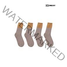 렉시 남성 소프트 플리스 크루 컬러블럭 삭스 4족, 26 M, 베이지