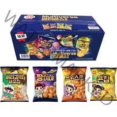 코스모스제과 멀티버스1 과자세트, 트위스트 5p + 버터갈릭새우칩 5p + 짱이야 4p + 콘칩 4p, 1세트