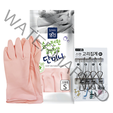 명진 단미니 고무장갑 S 10p + 스테인리스 집게 4p, 핑크(고무장갑), 10개