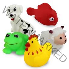 딩동펫 반려동물 산골짜기 친구들 라텍스 장난감 5종 세트, 꼬꼬닭, 강아지, 양, 개구리, 물고기, 1세트