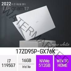 LG 2022 그램17 17ZD95P-GX76K_(스노우 화이트), Wim10Home, 16GB, 512GB